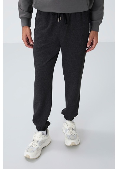 Tommy Life Antrasit Melanj Yüzeyi Dokulu Standart Fit Erkek Eşofman Alt - 82156 Antrasit - Melanj