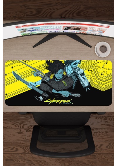 Cyberpunk 2077 Kaymaz Dikişli Kauçuk Oyuncu Mousepad V4 - 70x30 Xl Gaming Mouse Pad Fare Altlığı