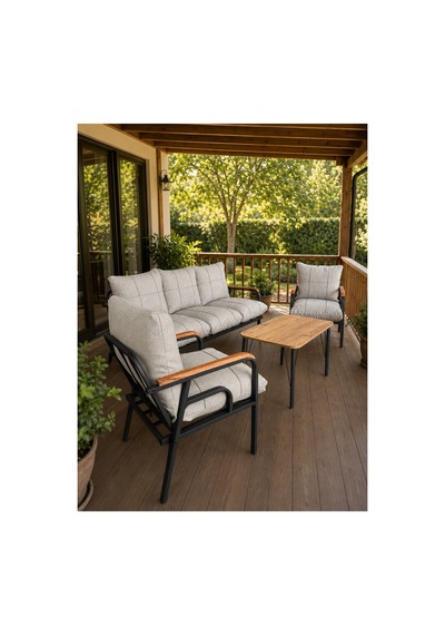 Bahçe Balkon Mobilyası 3+1+1 Gri Gri