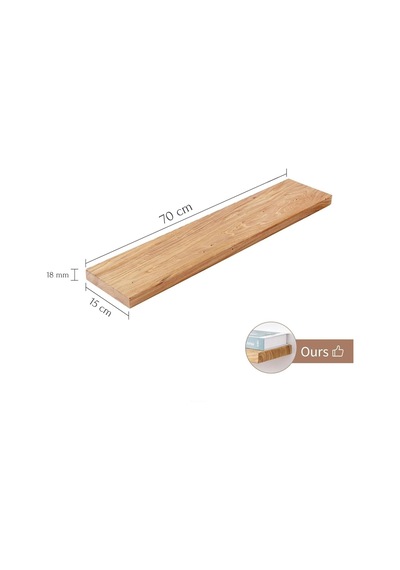 2li Doğal Ahşap Duvar Rafı Kütüphane Kitaplık Banyo Ve Mutfak Düzenleyici 70x15 Çok Renkli