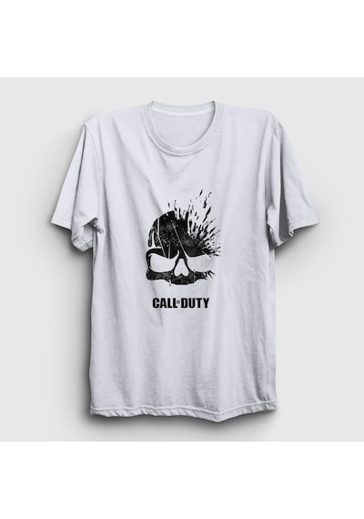 Presmono Unisex Skull Call Of Duty T-shirt Beyaz