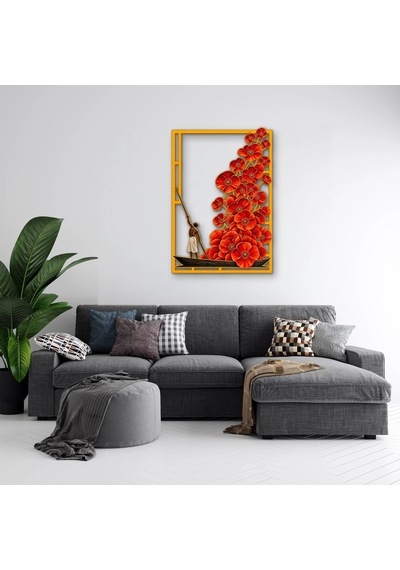 Gelincikler Ve Kayıkçı - Metal Tablo - Dec0286 86 X 125 Cm Çok Renkli
