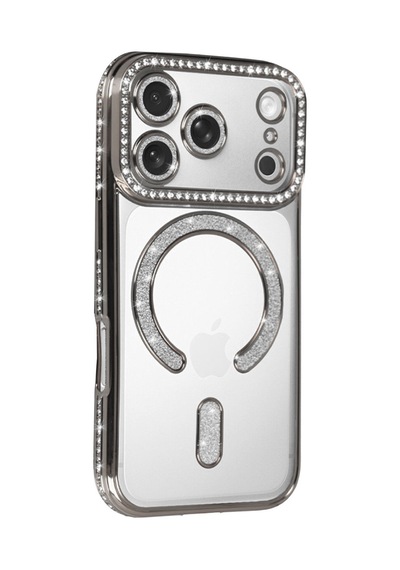 Apple iPhone Uyumlu 17 Pro Joke Simli Magneticsafe Kılıf - Gümüş Bzsxx00 1
