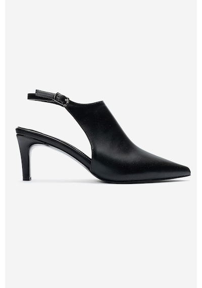 Luvishoes Rosalıe Siyah Cilt Sivri Burunlu Kadın Topuklu Ayakkabı