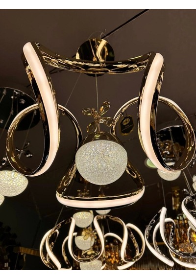Nilüfer 3 Renk Gold Sarı Beyaz Ve Gün Işığı Luxury Led Kristal Taşlı Avize Çok Renkli