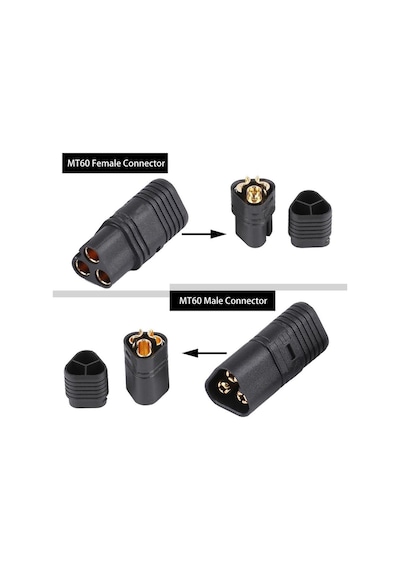 Mt60 3 Pin Dişi Erkek Konnektör Soket Çift Amass 3.5mm 12awg Rc Esc Motor Drone Lityum Lip