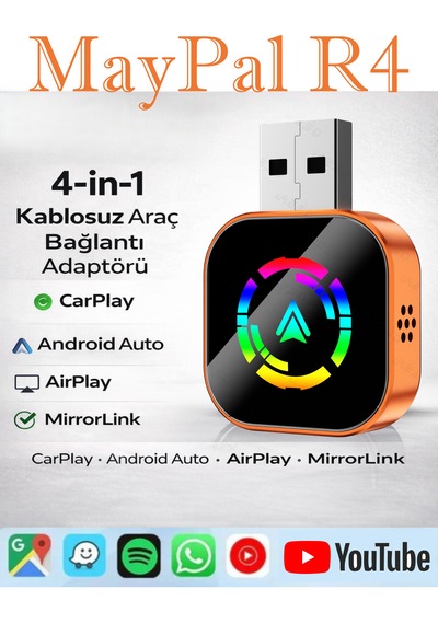 Maypal 4'ü 1 Arada Ekran Yansıtmalı Kablosuz Carplay & Android Auto Dönüştürücü, Ios&android Uyumlu Diğer