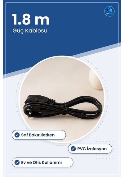 Güç Kablosu Erkek Fiş 1.8 M Bilgisayar Monitör Yazıcı Ups Adaptör