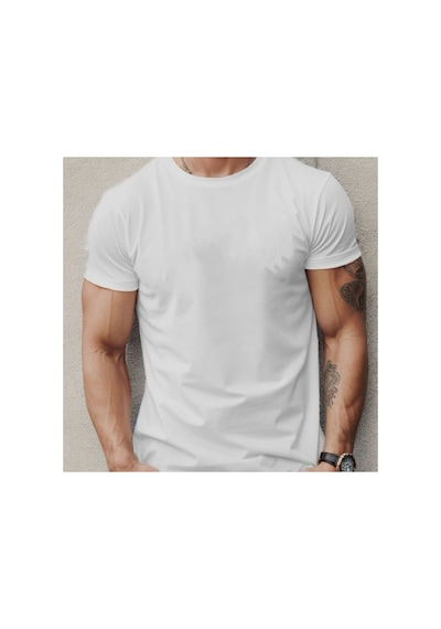 Caddemia Yaz Rahat Gevşek Büyük Boy Dağlar Ve Ağaçlar Baskılı Spor Rahat Yuvarlak B Beyaz 2XL