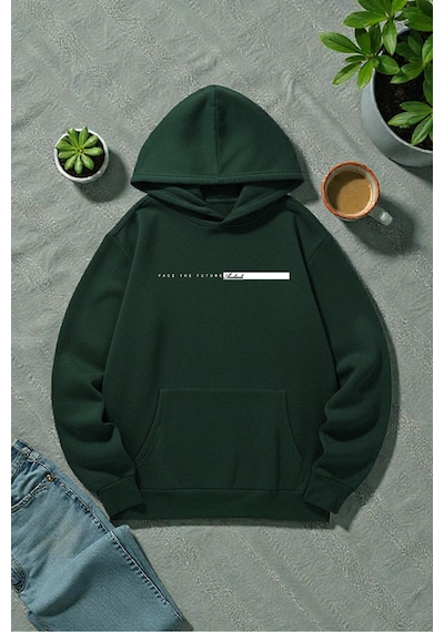 Uyguntarz Unisex Future Baskılı Oversize Sweatshirt Yeşil