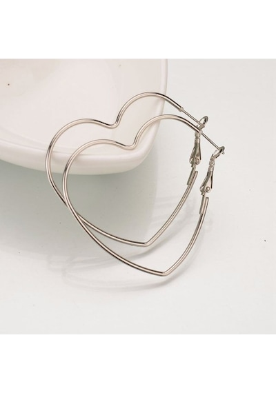 Tezzgelsin Kadın Kalp Tasarım Küçük Boy Küpe 3 Cm Silver