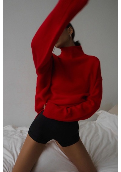 Madmext Mad Girls Kırmızı Balıkçı Yaka Kazak Mg1252 - Kırmızı