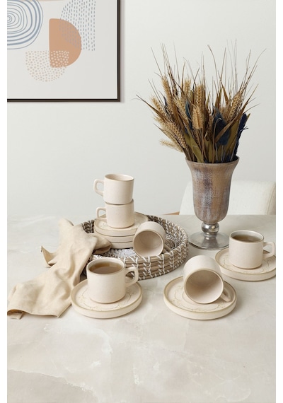 Keramika Taupe Bloom Stackable Çay Takımı 12 Parça 6 Kişilik 22520-28 Krem