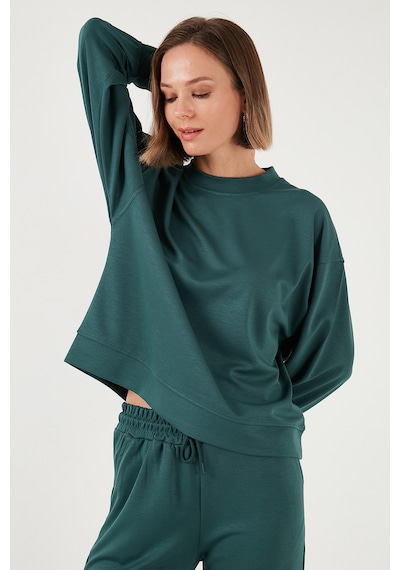 Lela Streç Bisiklet Yaka Oversize Fit Scuba Bayan Sweat 5865879 Nefti