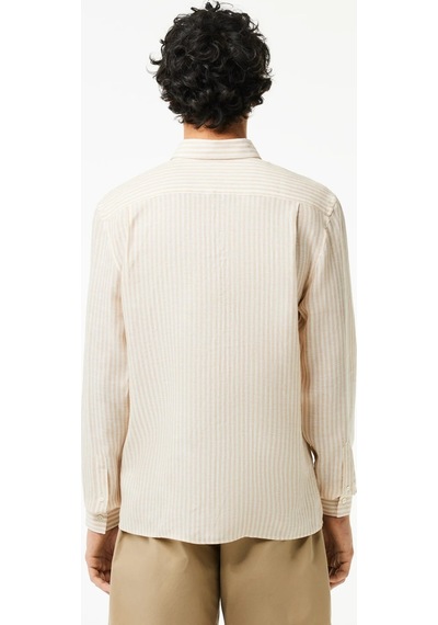 Lacoste Men's Regular Fit Yellow Shirt Standart Kesim Erkek Keten Gömlek Sarı