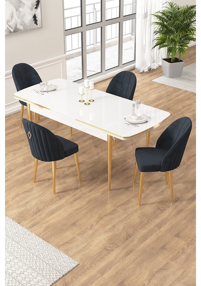 Canisa Edaf Serisi 80x132 Açılabilir Beyaz Mutfak Masa Takımı 4 Antrasit Sandalye Gold Detay Beyaz Masa Sandalye Antrasit Canisa Edaf Serisi 80x132 Açılabilir Beyaz Mutfak Masa Takımı 4 Antrasit Sandalye Gold Detay Beyaz Masa Sandalye Antrasit