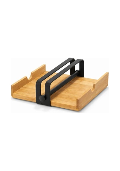 Tr Bambu Ahşap Metal Siyah Peçetelik, 18 X 18 Cm, Modern Mutfak Sofra Organizeri Diğer