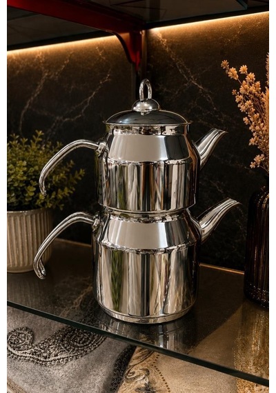 Çetcook Elit Metal Kulp Orta Boy Çaydanlık