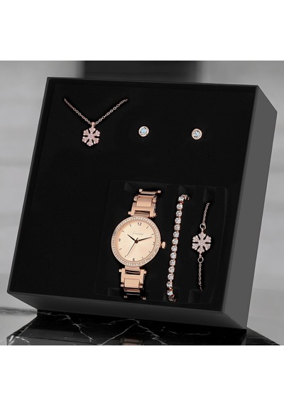 Forentina Rose Kartanesi Kolye Küpe Bileklik Saat Hediye Takı Seti Ps3782 Rose Gold