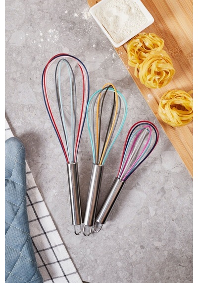 Mundo Silikon 3'lü Çırpma Teli 35-25-21 Cm-3 Boy Metal Çırpıcı Seti Paslanmaz Sap Metal Diğer