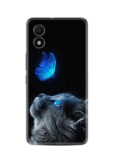 Tcl 303 Uyumlu Kılıf Excode Resimli Desenli Silikon Platinium Series Butterfly Cat 1891