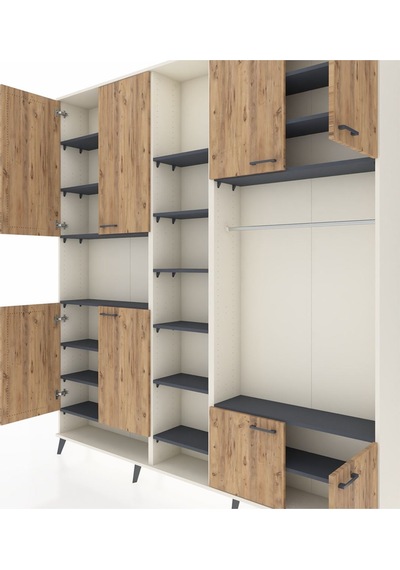 Arges Dolap 18 Raflı 8 Kapaklı Tek Askılı 220x30x243 Aytaşı-çam/antrasit Atlas Çam/antrasıt Arges Dolap 18 Raflı 8 Kapaklı Tek Askılı 220x30x243 Aytaşı-çam/antrasit Atlas Çam/antrasıt