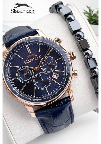Slazenger Erkek Deri Kordon Bileklik Hediyeli 2 Yıl Garantili Suya Dayanıklı Kol Saati Vs.blkt.0969 Rose Gold