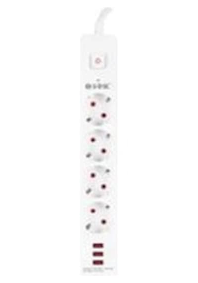 S-link Spg403u 1.5m 1.5mm 100 Yüzde Bakır 750 Joule 3 Usb 5v2.4a 4lü Anahtarlı Akım Korumalı Priz