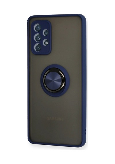 Samsung Uyumlu Galaxy A72 Kılıf Montreal Yüzüklü Silikon Kapak - Lacivert 0