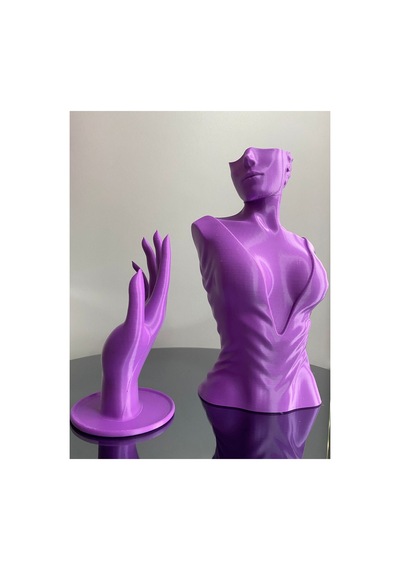 Mor Renk Dekoratif Takı Mankeni Ve El 2'li Set Takı Teşhir Standı 30 Ve 18 Cm Takı Organizeri Küpe