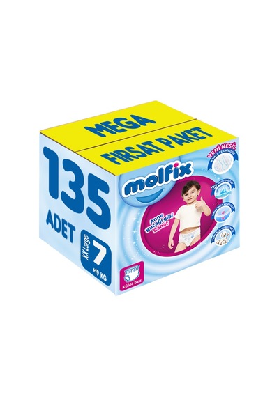 Molfix Külot Bebek Bezi Beden:7 19+kg Xx Large 135 Adet Mega 7 Numara
