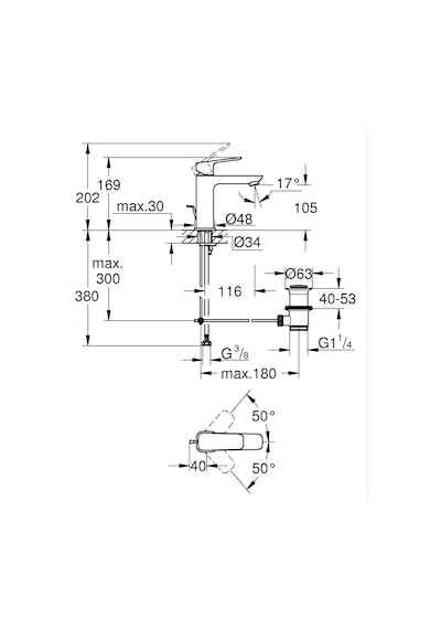 Grohe Cubeo M Lavabo Bataryası Mat Siyah 1017492430