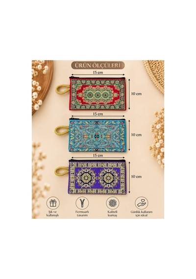 Badufa Home 3lü Mini Cüzdan -hediyelil-para Cüzdanı Lacivert Lacivert