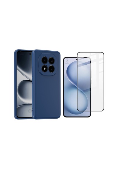 Xiaomi Redmi Note 15 Pro 5g Uyumlu Içi Kadife Lansman Kılıf Ve 5d Tam Kaplayan Cam Ekran Koruyucu Lacivert