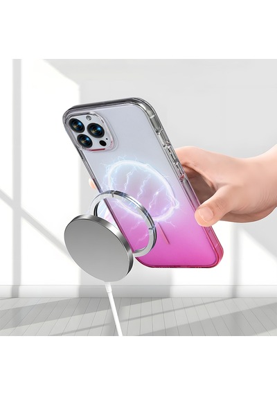 Apple iPhone Uyumlu 14 Pro Max Kılıf Renk Geçişli Magsafe Şeffaf Kamera Yükseltili Silikon Pazarplus Siyah