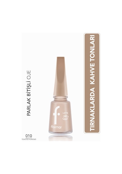 Flormar Latte Nail Enamel Yüksek Pigmentli & Parlak Bitişli Oje 010 Toasted Almond