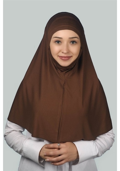 Altobeh Hazır Türban Peçeli Pratik Eşarp Tesettür Nikaplı Hijab - Namaz Örtüsü Sufle (XL) - Çikolata