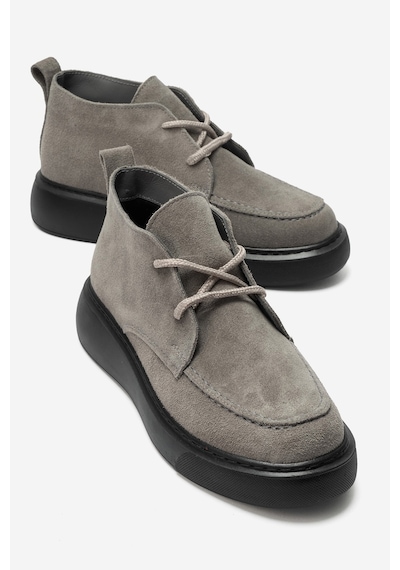 Luvishoes Luvi Shoes Lılya Füme Gri Süet Hakiki Deri Kadın Chukka Bot Füme - Gri