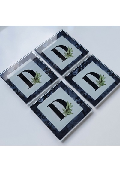 Decorita Cam Bardak Altlığı D Harfli Tasarım 4'lü Takım 10 x 10 CM Çok Renkli
