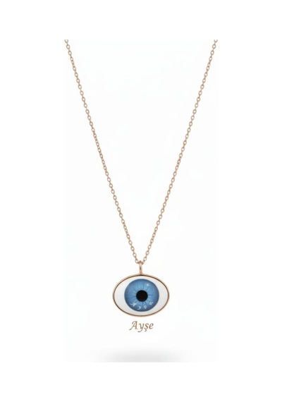 925 Ayar Papatya Silver Özel İsimli Silinmez Göz Kolye.rose.gold.rodaj Gümüş
