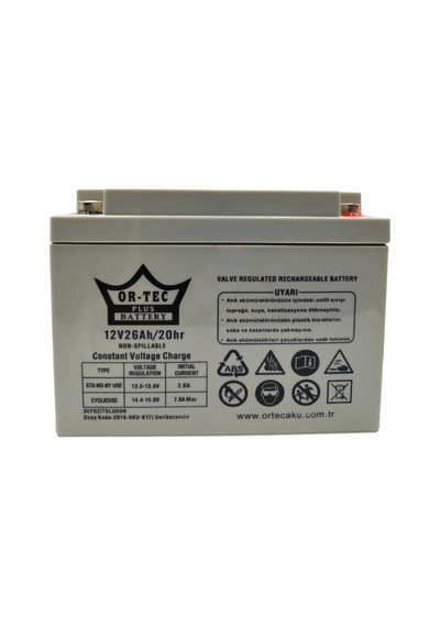 Ortec 12v 26ah Bakımsız Kuru Ups Aküsü