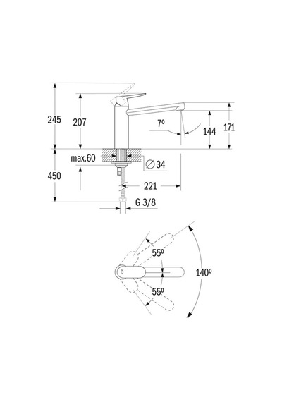 Grohe Eurosmart Cosmopolitan Tek Kumandalı Eviye Bataryası 1 2" 3