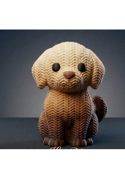 Örgü Görünümlü Dekoratif Köpek Figürü - 3d Baskı Tatlı Köpek Biblo