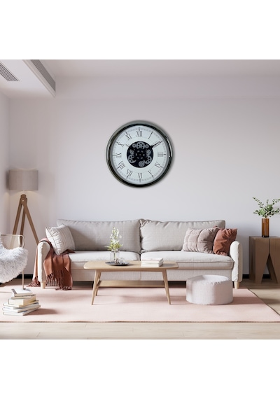 Silver Empire 60 Cm Çarklı Krom Duvar Saati Çok Renkli