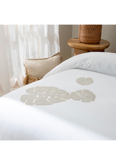 Chakra Monstera Bambu Extra King Size Nevresim Seti 260x220 Cm Ekru