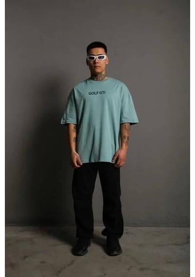 Erkek Oversize Tişört Golf Gtı Retro Araba Baskılı T-shirt - Mint Yeşili Mint Yeşili