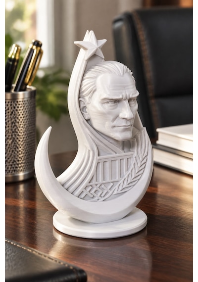 Ay Yıldızlı Atatürk Figürlü Dekoratif Mini Biblo