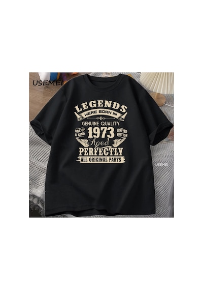 Tarzsokak Yaz Erkek 1973'den Beri Tkomik Baskılı T-shirt Gevşek Pamuk Rahat Yuvarlak Boyun Kısa 2885 Çok Renkli