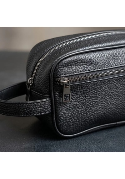 Bezos Erkek Siyah Deri El Çantası Çift Fermuarlı El Tutmalı 20x13 Cm Günlük Seyahat Organizer Çanta Ob