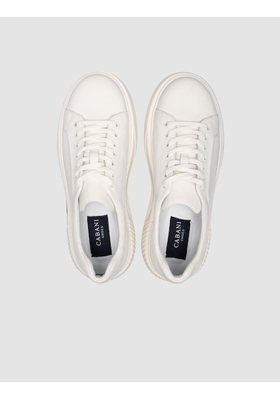 %100 Nubuk Deri Beyaz Erkek Sneaker Beyaz